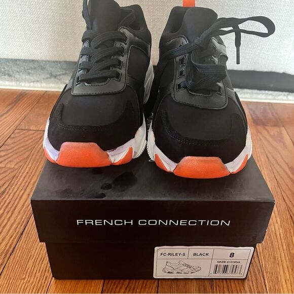 NIB French Connection Black Riley Chunky Sporty Lace-up Sneakers Size 8 - Picture 6 of 8
